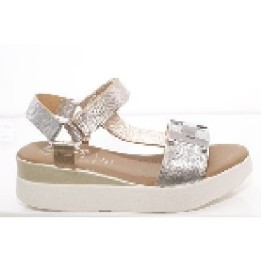 OH MY SANDALS 5961 Sandalia piel doble velcro , plataforma  ,CHAMPAGNE